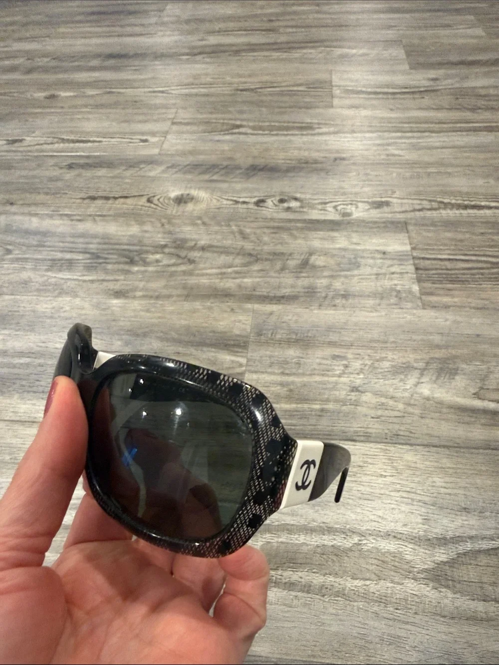 CHANEL 5146 Black White Lace CC Oversized Sunglasses 25/3C Made in Italy